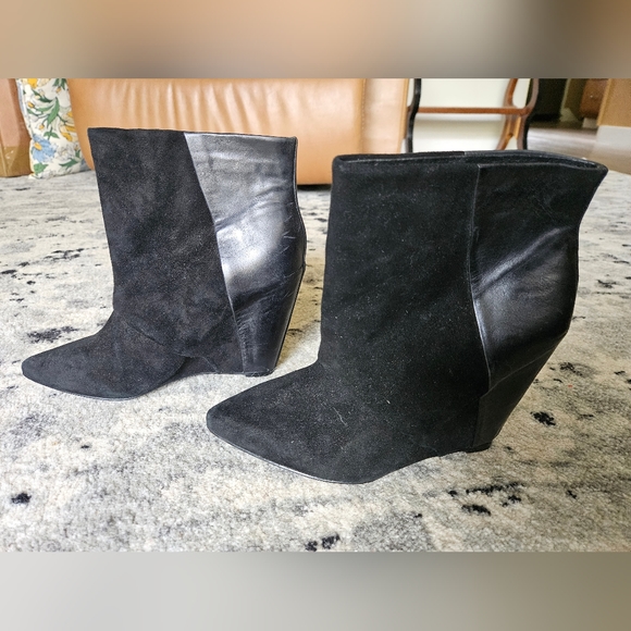 Sz 38 or sz 7.5 LEATHER Wedge Ankle Boot - Picture 6 of 10